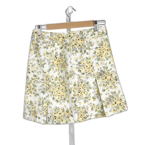 LOFT Dresses & Skirts - Ann Taylor Loft Twill Yellow Floral Pleated Skirt Size 2P